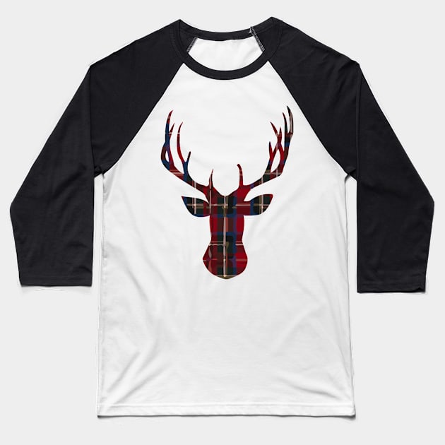 Plaid Deer Baseball T-Shirt by jrepkin